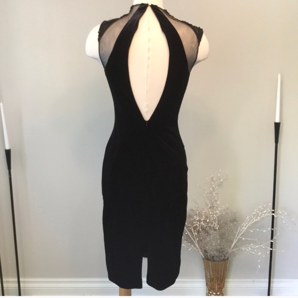 Mac Duggal Black Nude velvet beaded dress NWOT - Picture 4 of 5